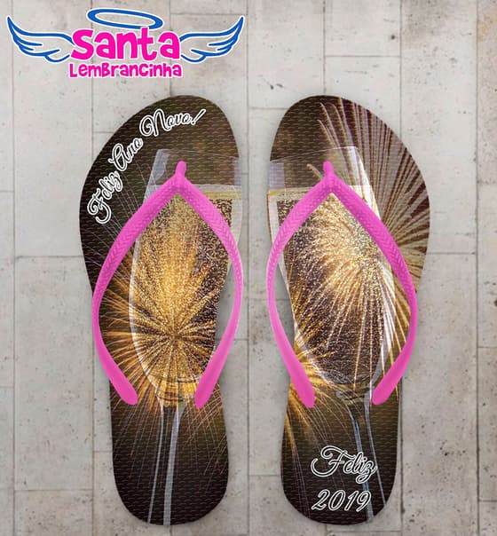 Chinelo Ano Novo Taça com Fogos de Artifício Personalizado COD 5707