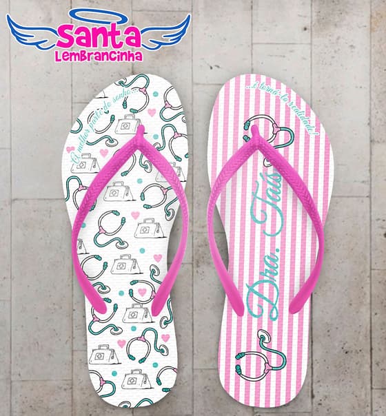 Chinelo Formatura Medicina Listrado Rosa COD 5783