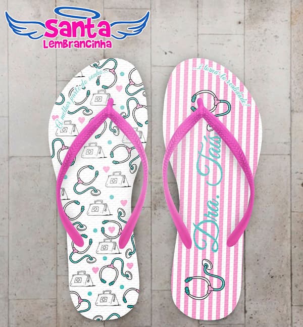 Chinelo Formatura Medicina Listrado Rosa COD 5783