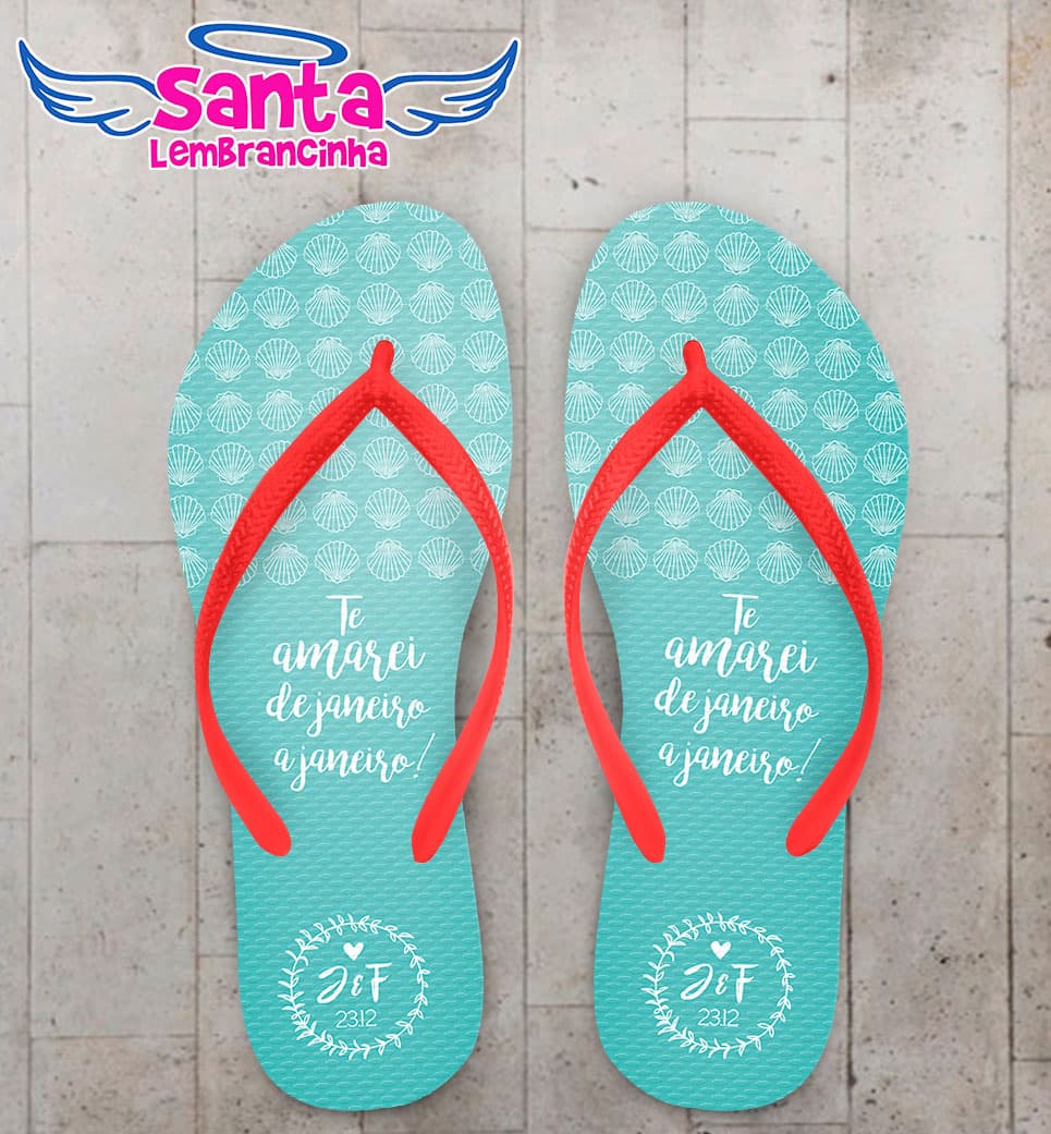 Chinelo Casamento Conchas do Mar Personalizado COD 5321