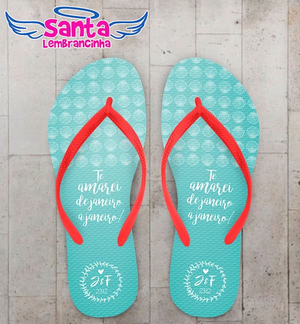 Chinelo Casamento Conchas do Mar Personalizado COD 5321