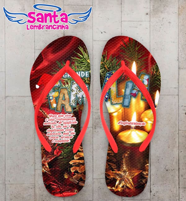 Chinelo Natal A Grande Família Fundo com Velas Personalizado COD 5665