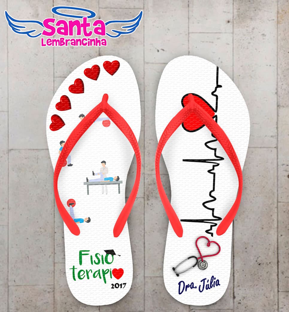Chinelo Formatura Fisioterapia com Corações COD 5734