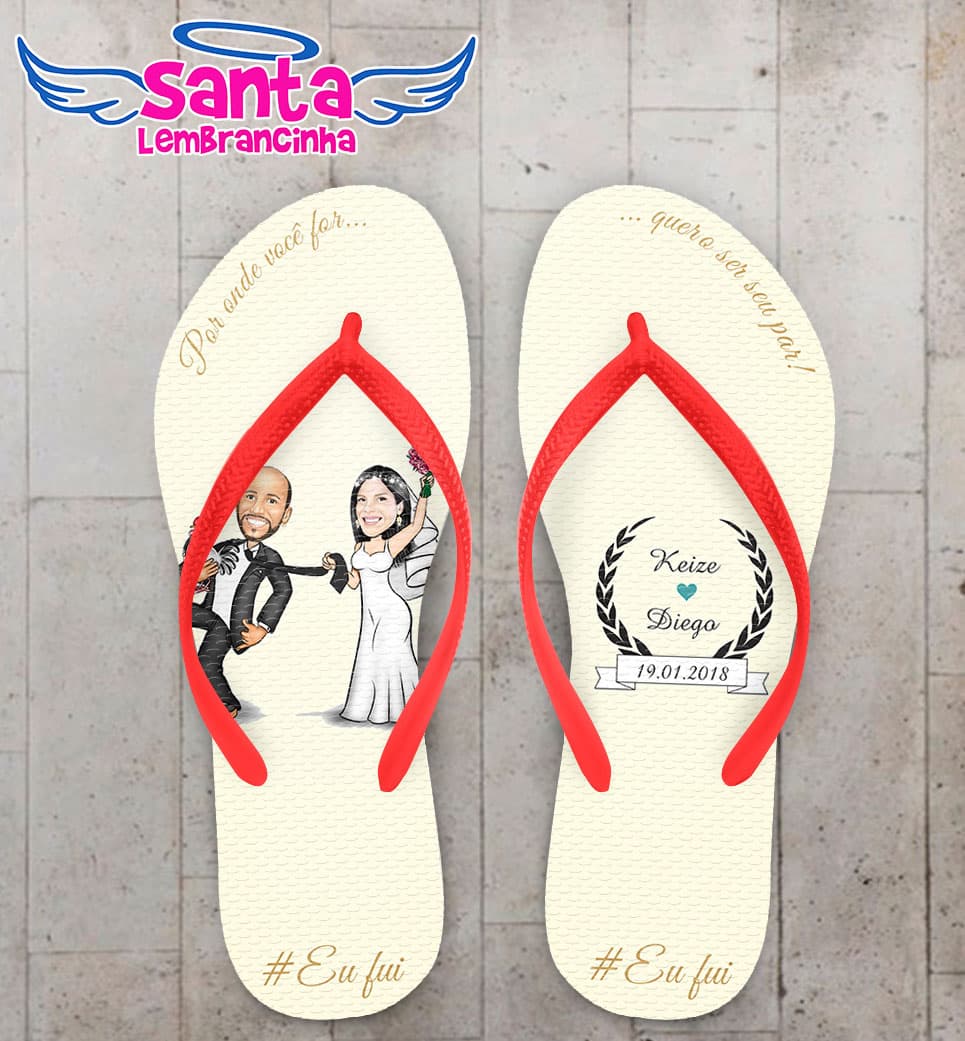 Chinelo Casamento Noivinhos com Monograma Personalizado COD 5316