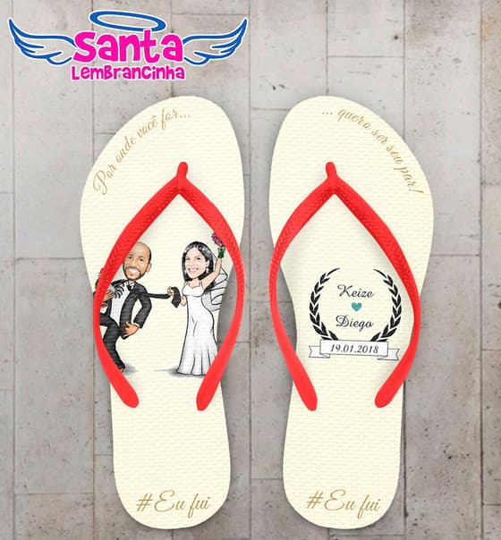 Chinelo Casamento Noivinhos com Monograma Personalizado COD 5316