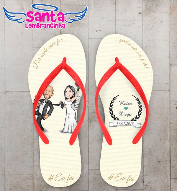 Chinelo Casamento Noivinhos com Monograma Personalizado COD 5316