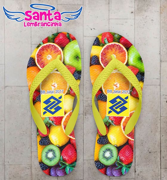 Chinelo Corporativo Banco do Brasil Fundo de Frutas Personalizado COD 5624