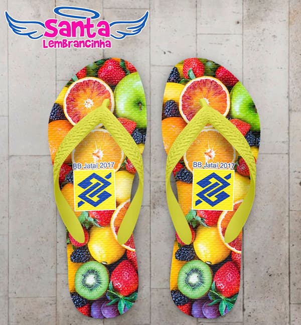 Chinelo Corporativo Banco do Brasil Fundo de Frutas Personalizado COD 5624