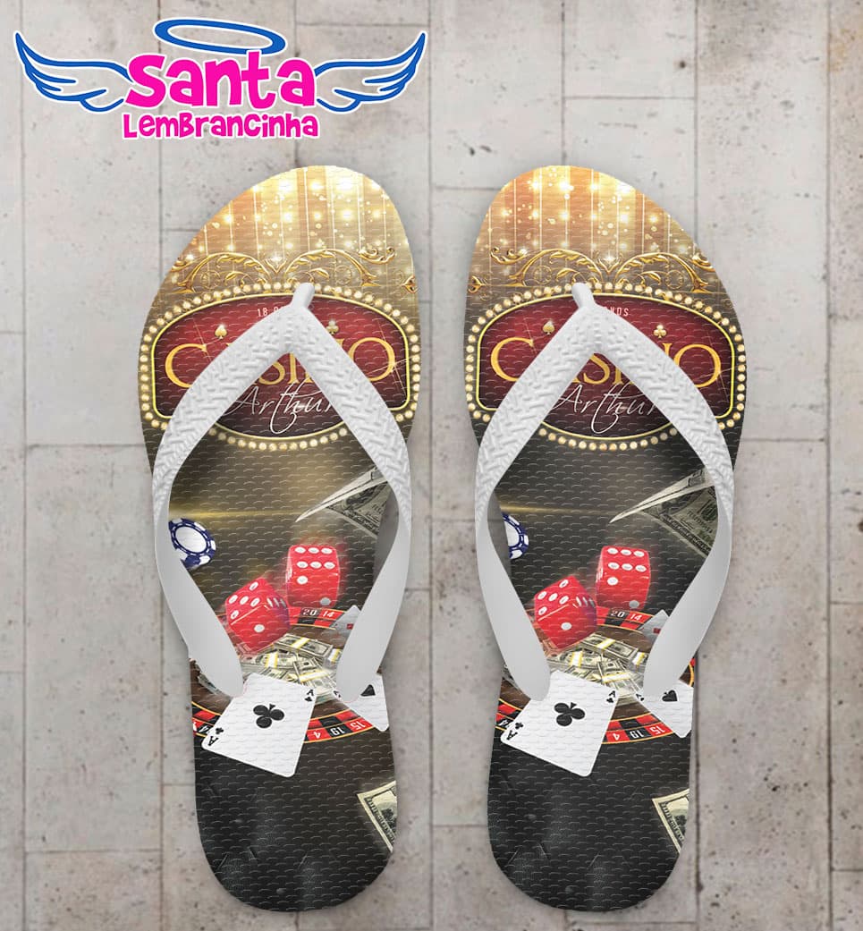 Chinelo Aniversário Casino Personalizado COD 5392