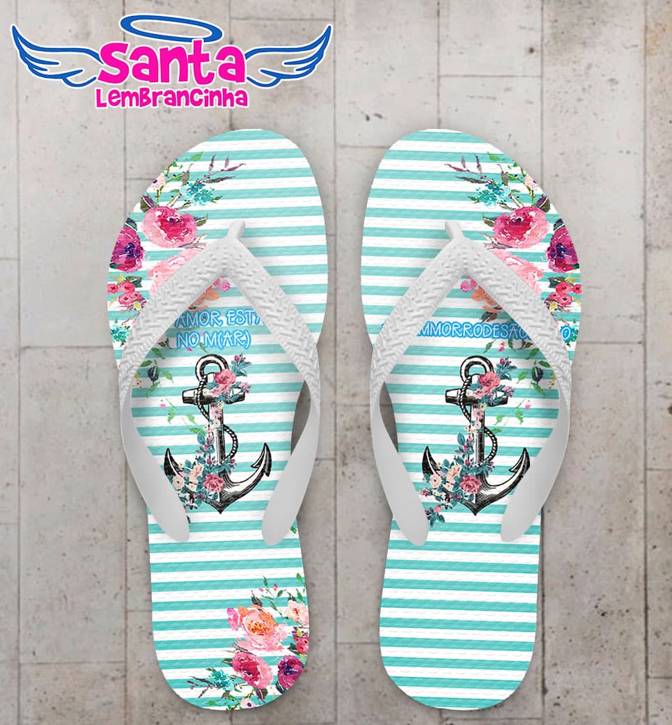 Chinelo Casamento Âncora e Listras Personalizado COD 5320