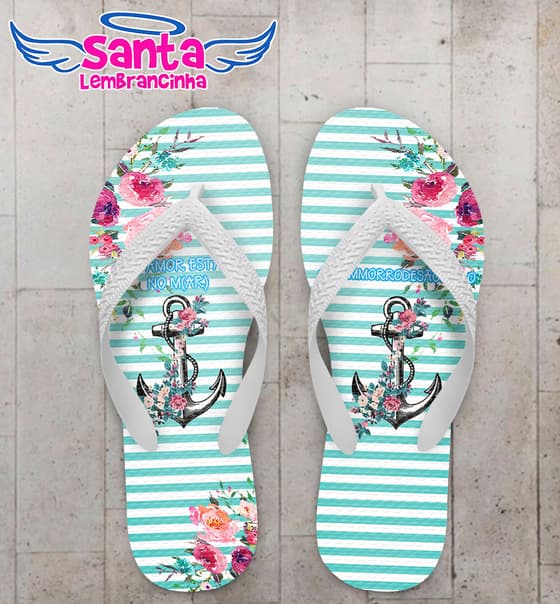 Chinelo Casamento Âncora e Listras Personalizado COD 5320