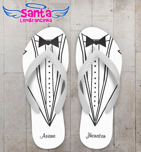 Chinelo Casamento Terno Branco Personalizado COD 5325