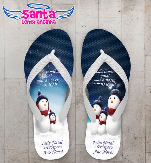 Chinelo Natal Bonecos de Neve com Toca Personalizado COD 5699