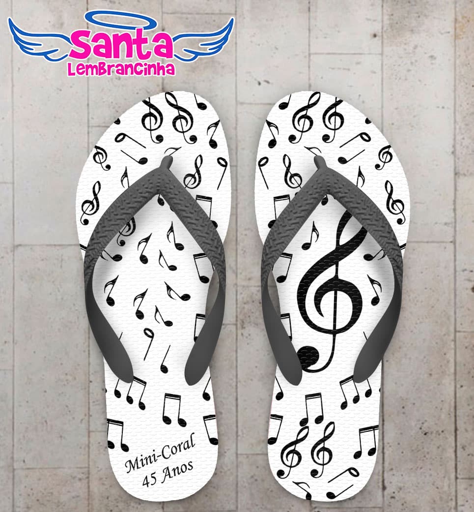 Chinelo Aniversário Notas Musicais Personalizado COD 5388