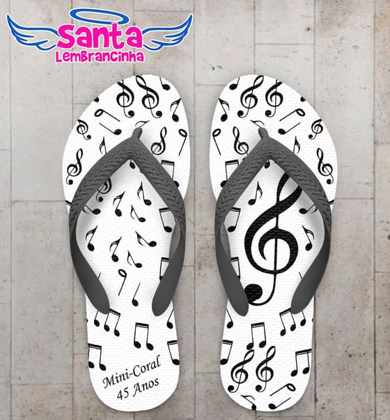Chinelo Aniversário Notas Musicais Personalizado COD 5388