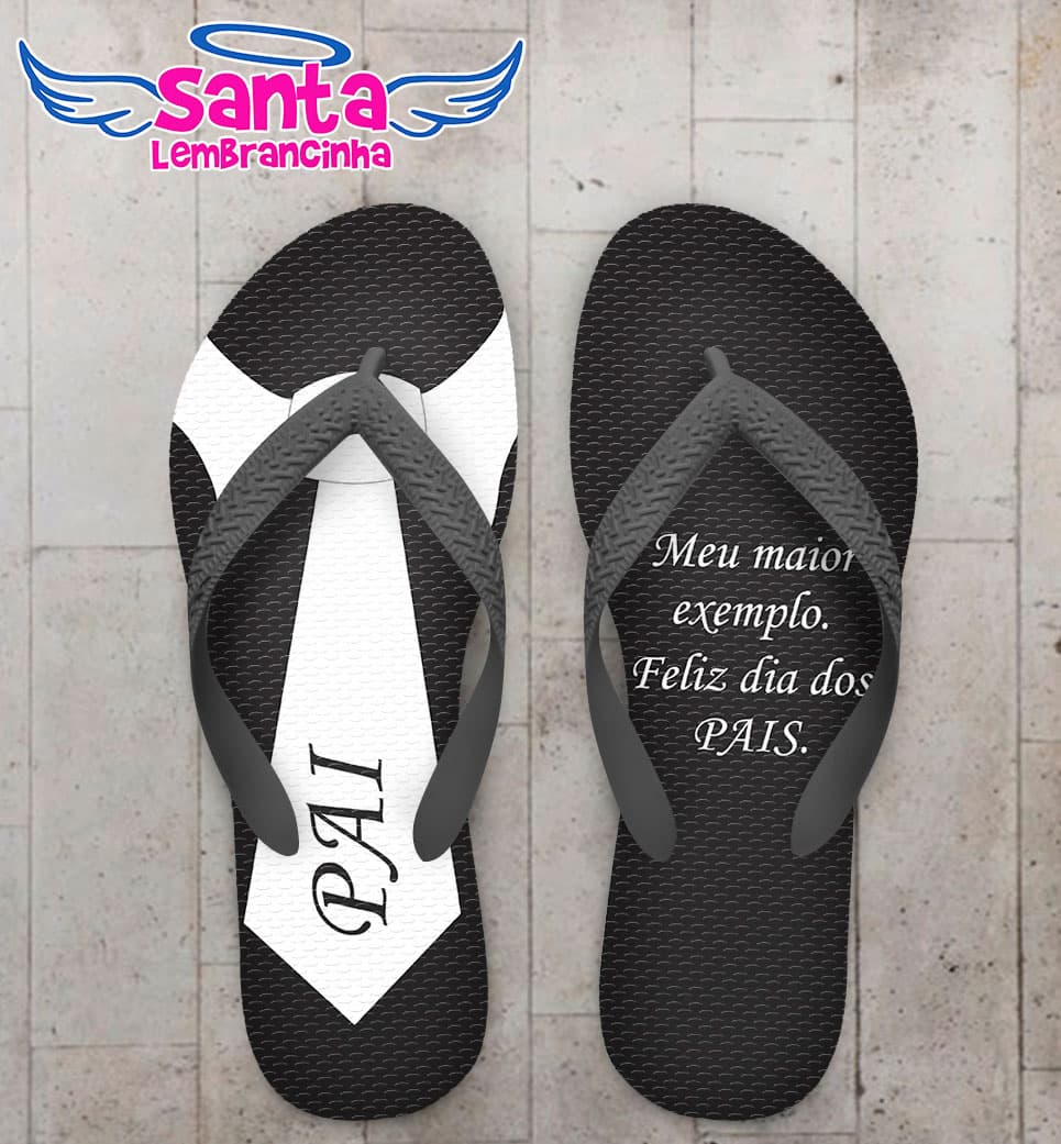 Chinelo Dia dos Pais Gravata Branca Personalizado COD 5313