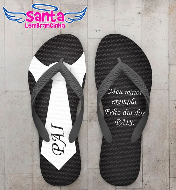 Chinelo Dia dos Pais Gravata Branca Personalizado COD 5313