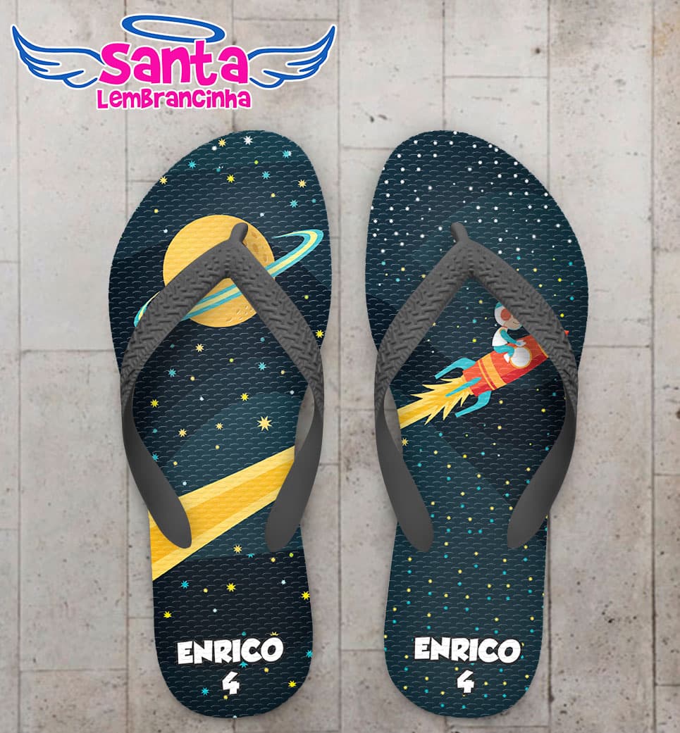 Chinelo Infantil Foguete no Espaço Personalizado COD 5534