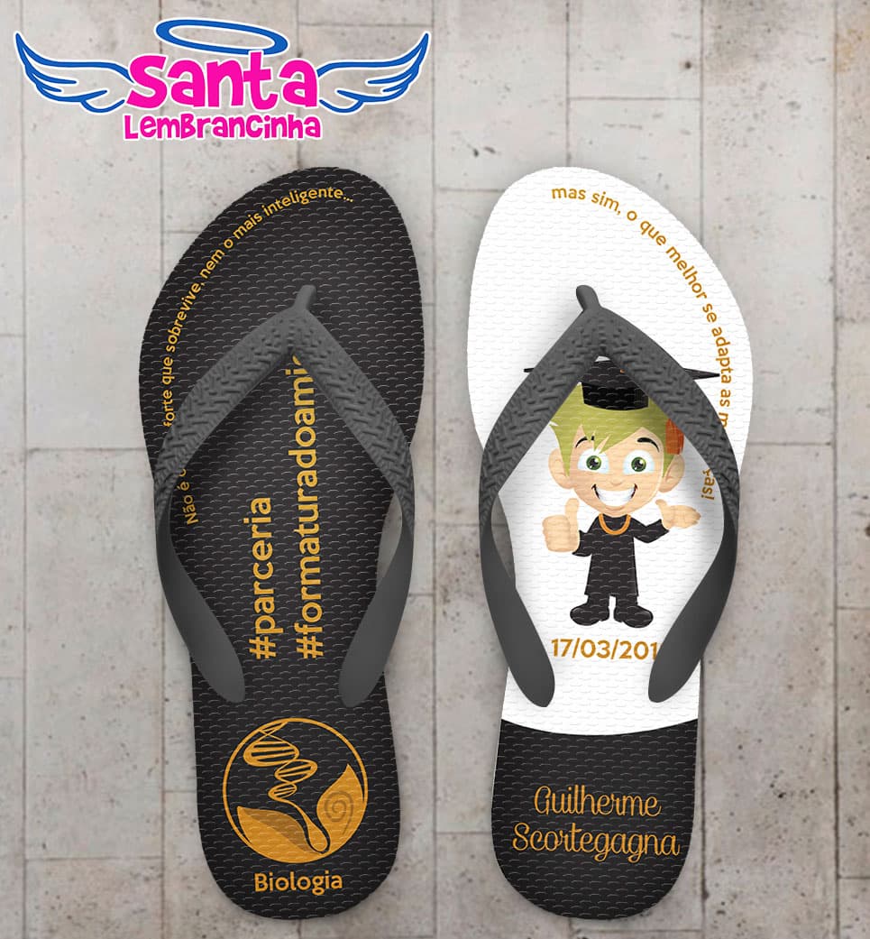 Chinelo Formatura Biologia Logo com Caricatura COD 5753