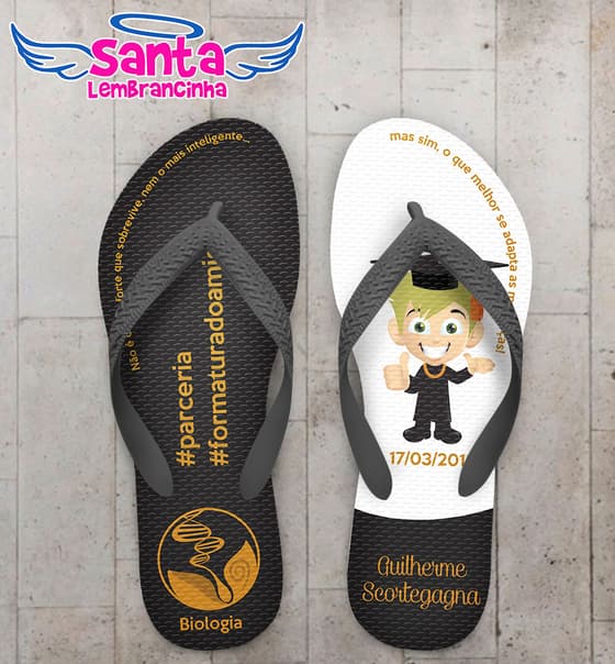 Chinelo Formatura Biologia Logo com Caricatura COD 5753