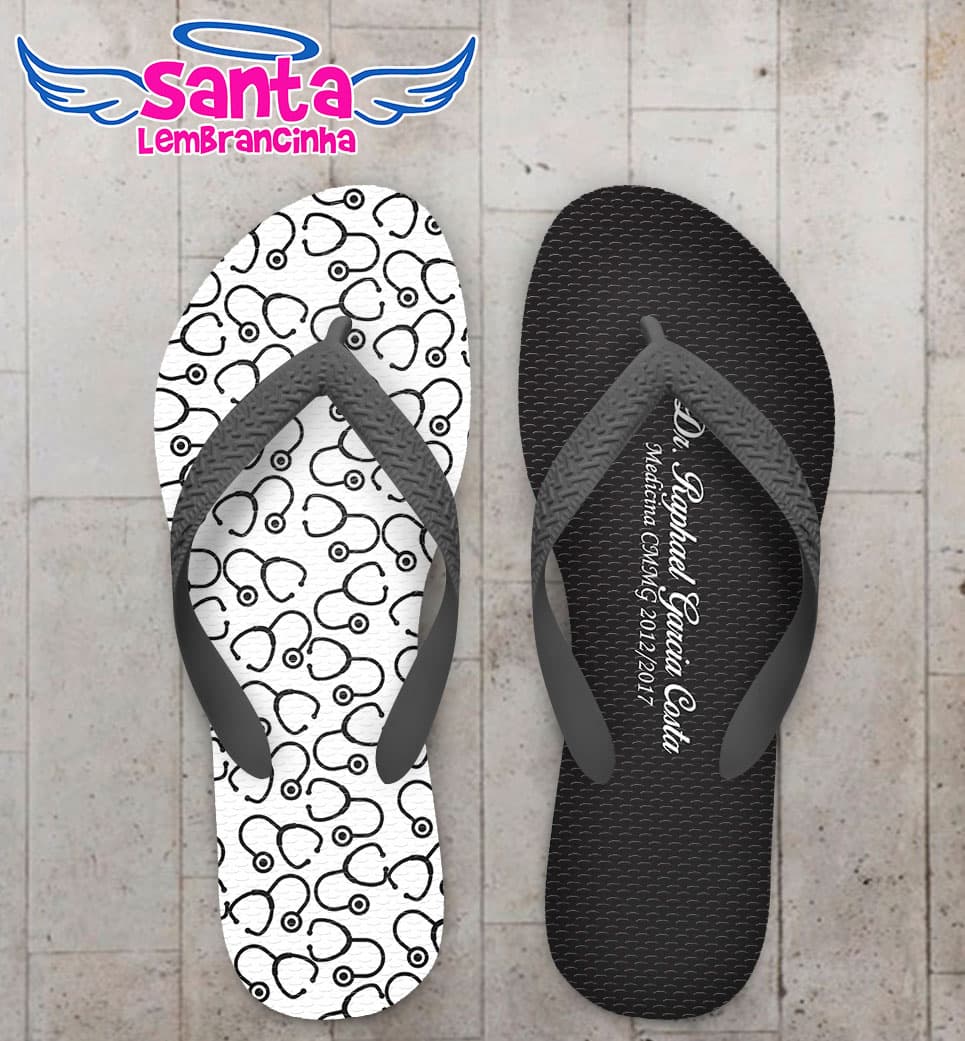 Chinelo Formatura Medicina Esteto Fundo Preto COD 5785