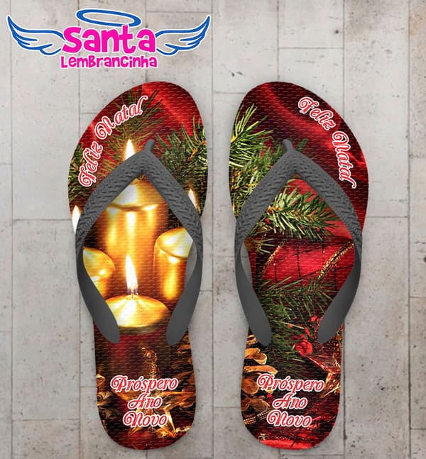 Chinelo Natal Fundo com Velas Personalizado COD 5673