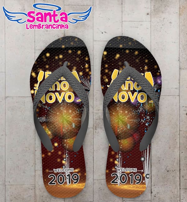 Chinelo Ano Novo Fogos de Artifício Personalizado COD 5708