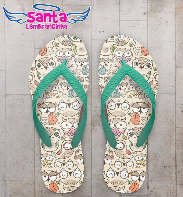 Chinelo Infantil Corujas Personalizado COD 5485