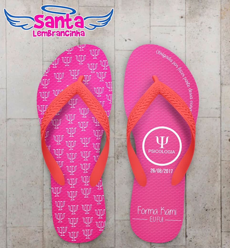 Chinelo Formatura Psicologia Fundo Rosa COD 5729