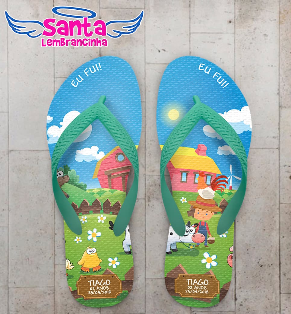 Chinelo Infantil Fazendinha Personalizado COD 5490
