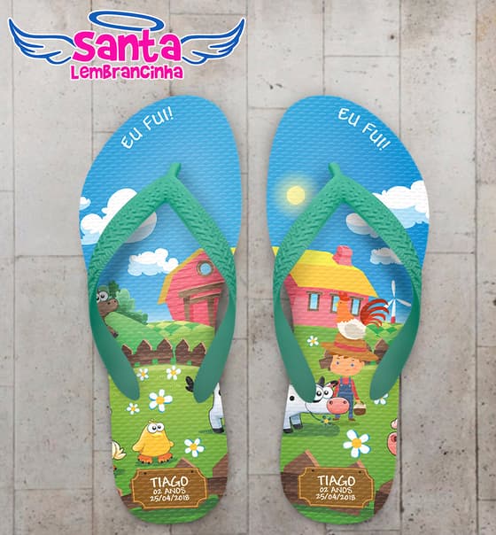 Chinelo Infantil Fazendinha Personalizado COD 5490