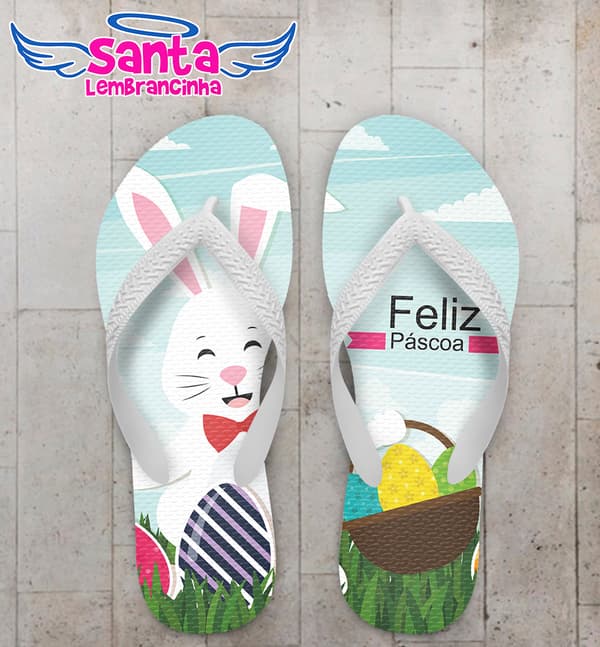Chinelo Páscoa Coelho com Cesta de Ovos COD 5715
