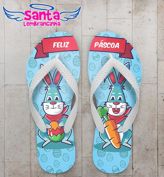 Chinelo Páscoa Coelho Fundo Azul COD 5719