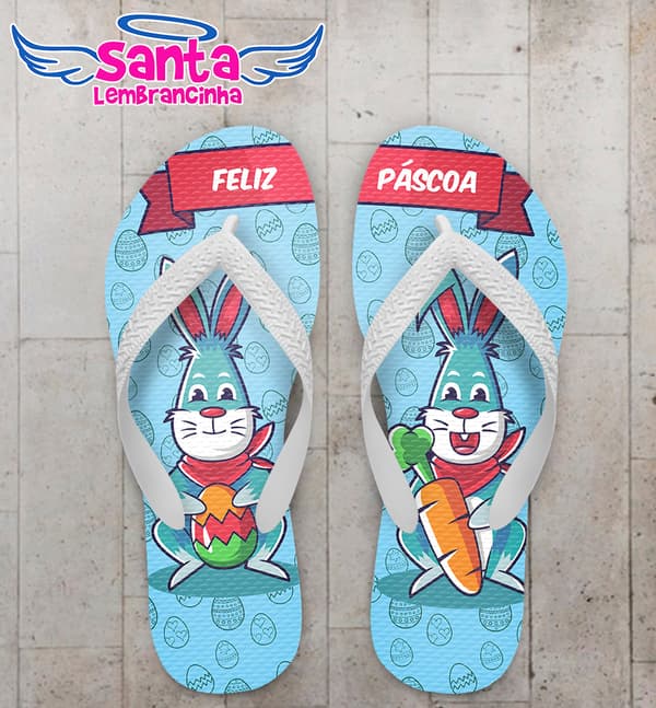 Chinelo Páscoa Coelho Fundo Azul COD 5719