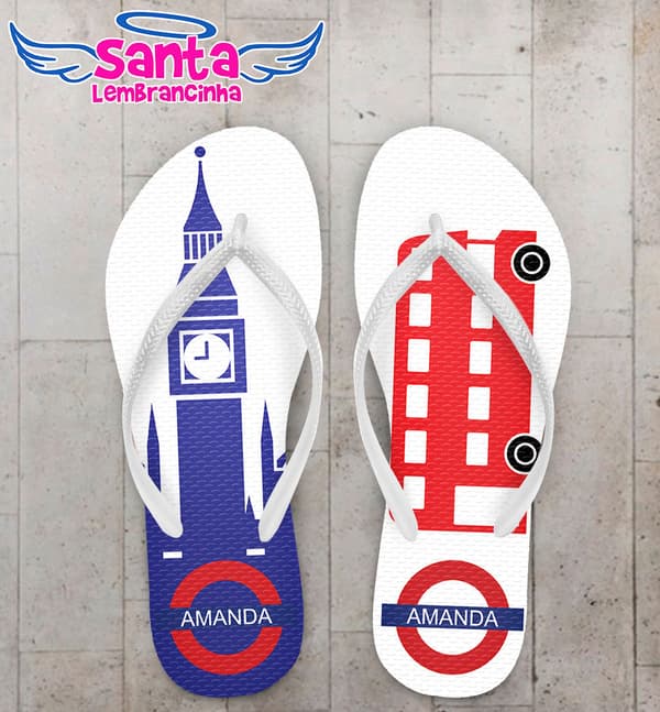 Chinelo Debutante 15 Anos Big Ben e Ônibus Personalizado COD 5409