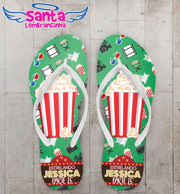 Chinelo Debutante 15 Anos Cinema, Pipoca Personalizado COD 5400