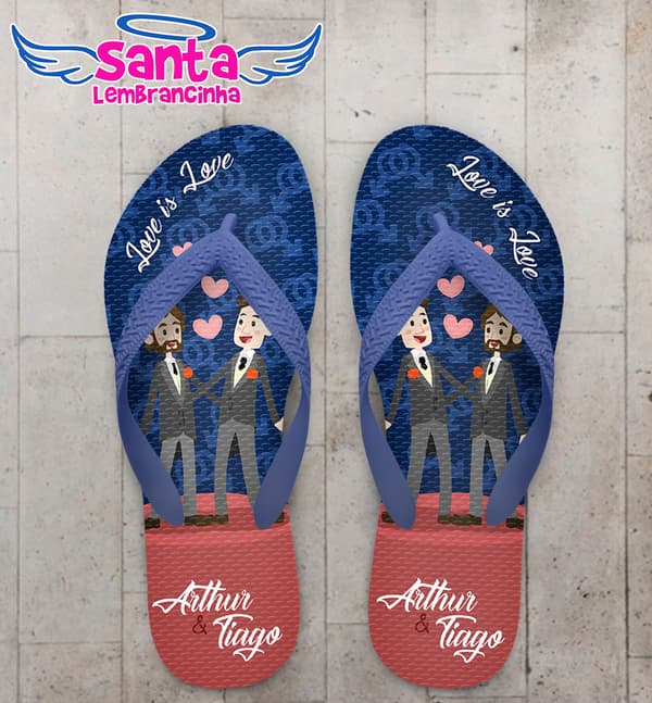 Chinelo Casamento LGBT Noivinhos com Corações COD 5721