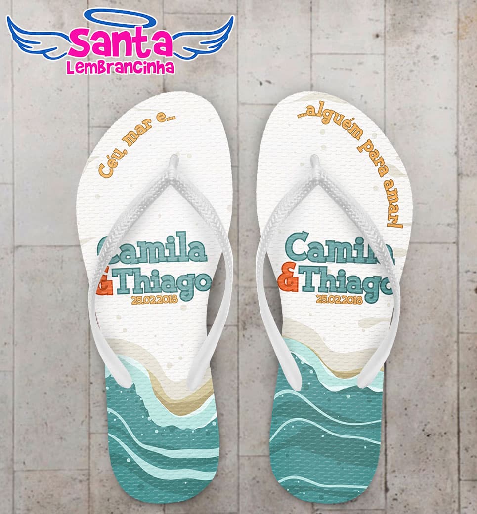Chinelo Casamento Praia Personalizado COD 5361