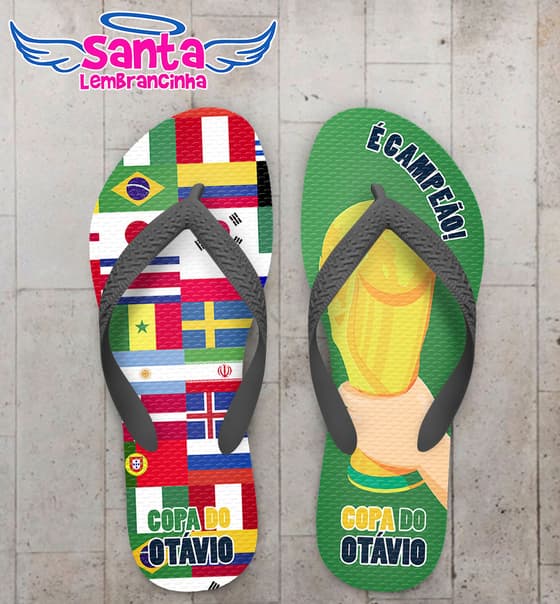 Chinelo Copa do Mundo Bandeiras do Países e a Taça COD 5842
