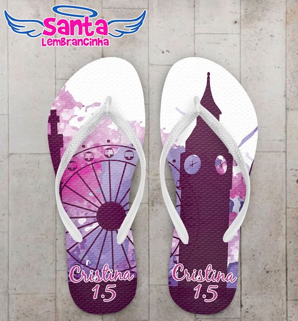 Chinelo Debutante 15 Anos Londres Personalizado COD 5404
