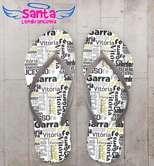 Chinelo Ano Novo Fundo Branco com Palavras Personalizado COD 5704