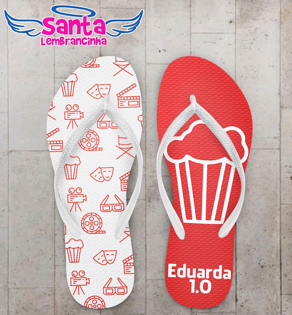 Chinelo Debutante 15 Anos Cinema, Pipoca e Ícones Personalizado COD 5401