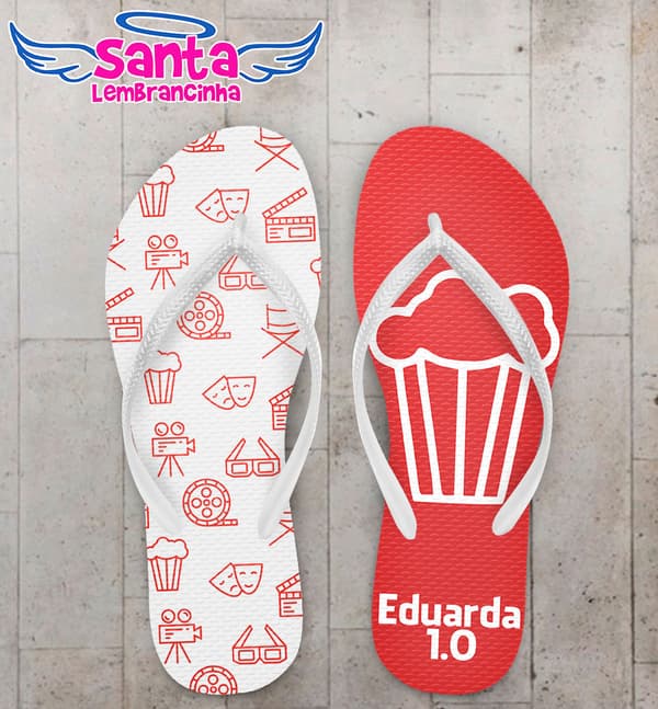Chinelo Debutante 15 Anos Cinema, Pipoca e Ícones Personalizado COD 5401