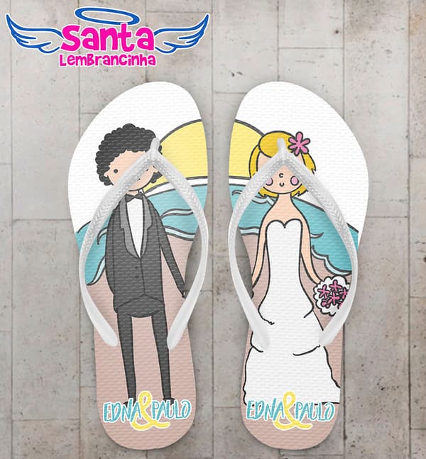 Chinelo Casamento Noivinhos na Praia Personalizado COD 5366
