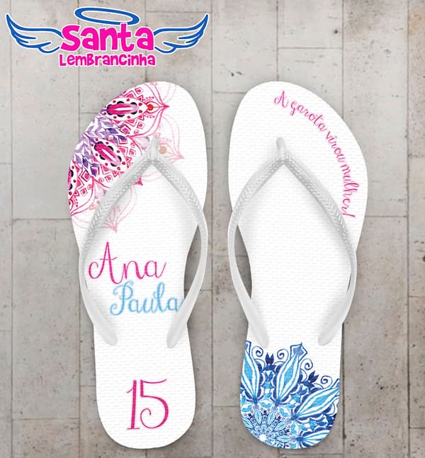 Chinelo Debutante 15 Anos Mandala, a garota virou mulher Personalizado COD 5412