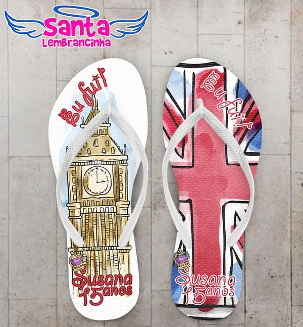 Chinelo Debutante 15 Anos Torre Big Ben, Londres Personalizado COD 5407
