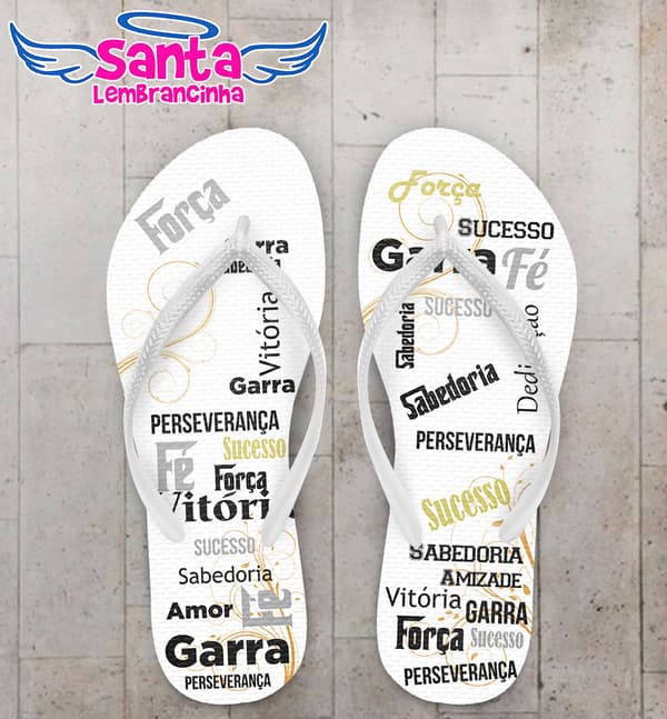 Chinelo Ano Novo Fundo Branco com Arabesco Personalizado COD 5706