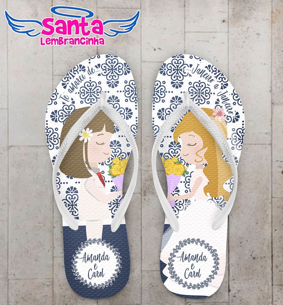 Chinelo Casamento LGBT Noivinhas Fundo Arabesco COD 5724