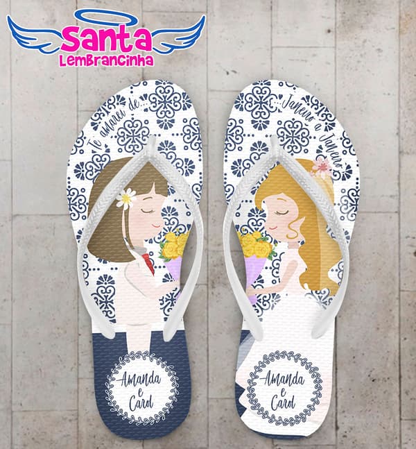 Chinelo Casamento LGBT Noivinhas Fundo Arabesco COD 5724