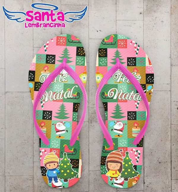 Chinelo Natal Detalhes Natalinos Personalizado COD 5671